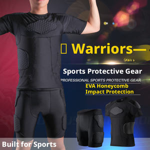 Maillot de compression rembourré pour <span class=keywords><strong>homme</strong></span>, protection pectorale et dorsale, sous-vêtement de protection des épaules à 6 protections pour football, baseball, cyclisme, basketball - Product Image 6