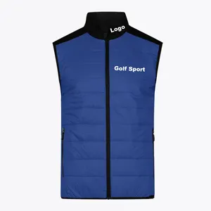 OEM Factory Custom Logo Nylon Polyester Spandex Stand Collar Mao Collar Full Zip Padding Clima Jacket Men Golf Gilet