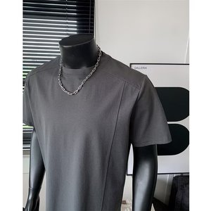 Camiseta de Verano para Hombre, Estilo Americano, Cuello Redondo, Holgada, de Manga Corta, Lisa, Vintage, Transpirable - Product Image 5