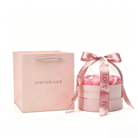 Boîte cadeau rose en matériaux recyclés, boîte de rangement pour bijoux avec dôme transparent, pour demande en mariage, emballage de fleurs de luxe