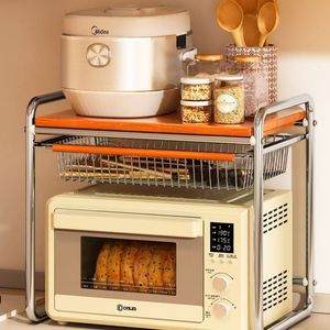 Estante de cocina multifuncional de doble capa, soporte de Metal para horno de estilo chino antiguo, estante para microondas, estante para ollas, almacenamiento para olla arrocera - Product Image 3