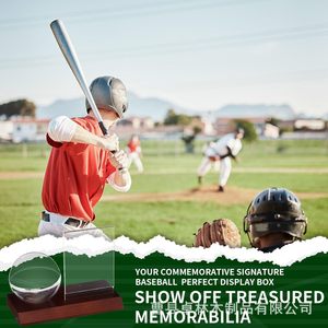 Base de exhibición de madera para béisbol transfronteriza, base redonda para pelotas de béisbol/ping-pong, cubo de madera para una sola pelota, para pelotas de béisbol autografiadas - Product Image 4