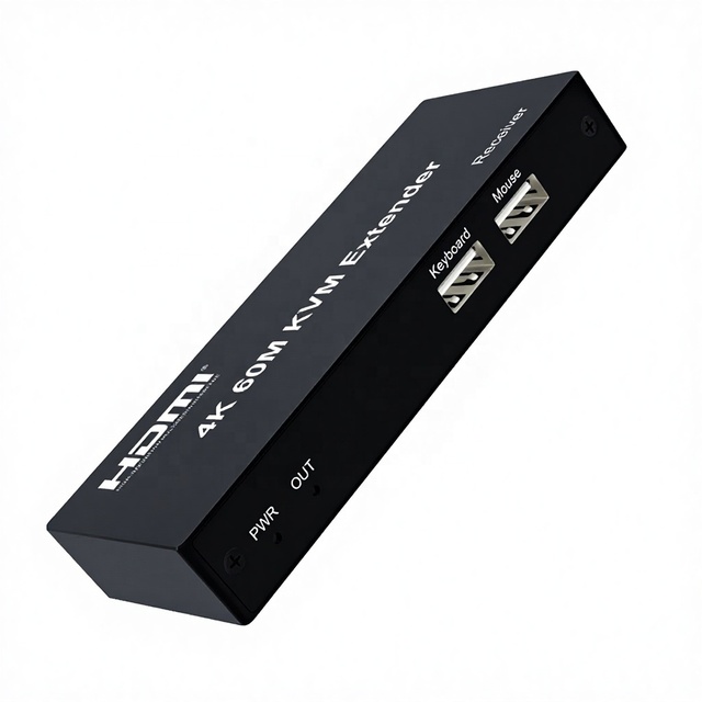 Professional Copper & Aluminum Alloy KVM HDTV Extender Over Ethernet 60m 4K 60Hz USB 2.0 Audio for Digital Signage Control Room