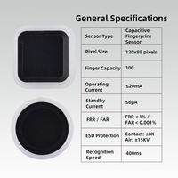Module de capteur d'empreintes digitales capacitif à semi-conducteurs S120, rond ou carré, UART RGB LED 508DPI en option pour serrure intelligente et contrôle d'accès