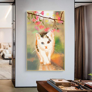 Productos calientes gato <span class=keywords><strong>de</strong></span> color <span class=keywords><strong>de</strong></span> aceite pintura abstracta pintura animal simple aceite pintura - Product Image 3