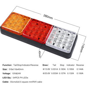 LTL138 12V 24V 4 en 1 Feu arrière LED multifonction (stop, frein, clignotant, marche arrière) pour camion, remorque, camping-car, bus - Product Image 3