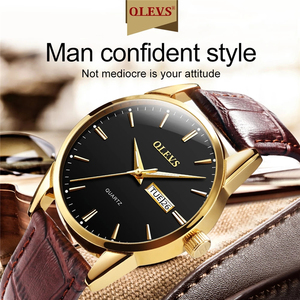 Olevs 6898L coppia <span class=keywords><strong>orologio</strong></span> Top Brand fashion Business in pelle traspirante <span class=keywords><strong>orologio</strong></span> al quarzo a mano luminoso <span class=keywords><strong>regalo</strong></span> da <span class=keywords><strong>uomo</strong></span> - Product Image 5