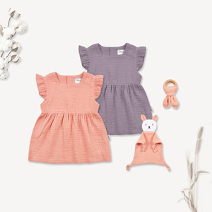 <span class=keywords><strong>Robe</strong></span> d'été pour filles en coton biologique, respirante, à manches courtes, style princesse, superposée, unie, longueur genou, pour enfants (ODM) - Product Image 1