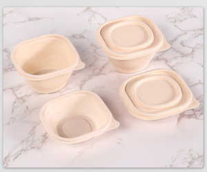 Custom Wholesale Disposable Sauce Cups and Sauce <b>Containers</b> with Lids Square Biodegradable Detachable Corn Starch Food <b>Container</b> - Product Image 6