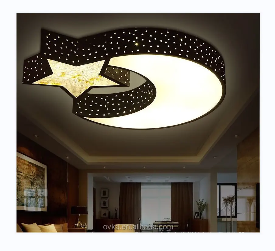 LED ceiling lights bedroom minimalist living room lamp children's room wrought iron lamp moon and stars
