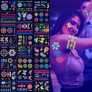 Pegatina fluorescente Luminoso Tatuajes temporales Pegatinas UV Resplandor Fluorescente <span class=keywords><strong>Toro</strong></span> <span class=keywords><strong>Tatuaje</strong></span> Impermeable para calcomanías <span class=keywords><strong>de</strong></span> arte corporal - Product Image 2