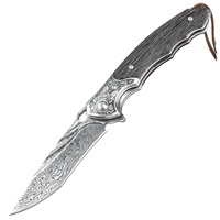 Couteau pliant de survie et de chasse polyvalent en acier Damas avec manche en bois de rose pour l'extérieur, DIY OEM PERKIN STEEL INDUSTRIES Megalodon