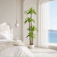 Plante artificielle Dracaena Gold Heart en gros avec pot blanc, décoration d'intérieur pour salon et bureau