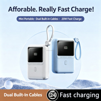 Nouvelle mini batterie externe électronique 10000 mAh, mince et portable, avec câble USB-C, batterie externe 10000 mAh