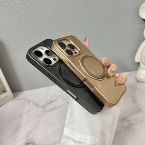 Étui de téléphone avec béquille rotative à 360 degrés pour iPhone 16 Pro Max 15 Pro 14 17 13 12 11, texture de fil doré, charge sans fil - Product Image 4