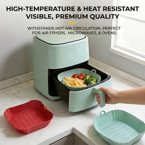Set di Rivestimenti Riutilizzabili in Silicone per <span class=keywords><strong>Friggitrice</strong></span> <span class=keywords><strong>ad</strong></span> <span class=keywords><strong>Aria</strong></span>, <span class=keywords><strong>Accessori</strong></span> per Cestello Quadrato Antiaderente Resistente al Calore Senza BPA di Grado Alimentare - Product Image 5