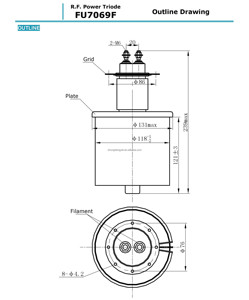 Tube d'oscillation à triode électronique RF FU7069F d'origine chinoise BEIJING, tube de puissance pour machine haute fréquence - Product Image 3