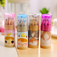 Crayons de couleur en bois 12 couleurs « Fille Flottante Mignonne » – Crayons créatifs pour étudiants, idéaux pour le dessin et les fournitures artistiques