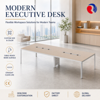 Grande table de conférence moderne avec design modulaire en bois et fonction extensible pour ensemble de mobilier de salle de réunion de bureau