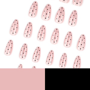 Vente en gros de pièces d'art d'<span class=keywords><strong>ongles</strong></span> en forme d'œil de chat nude à pois noirs, <span class=keywords><strong>autocollants</strong></span> d'<span class=keywords><strong>ongles</strong></span> en forme d'amande, best-sellers transfrontaliers - Product Image 4