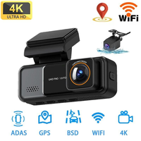 Cámara para Coche WiFi con Doble Lente, Visión Nocturna, Gran Angular de 170°, Estacionamiento 24H, 4K, GPS, Alarma Electrónica, MicroSD, DVR