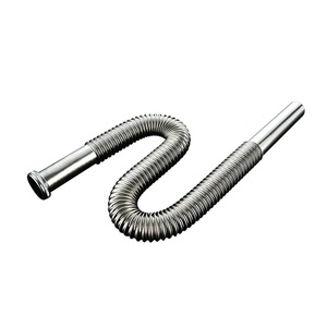 Tubo de desagüe para lavabo de acero inoxidable, manguera flexible corrugada para fregadero de encimera con acabado cromado - Product Image 2