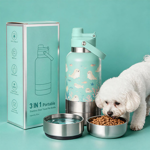 Campione Gratuito Borraccia da Viaggio <span class=keywords><strong>per</strong></span> Animali Domestici 3 <span class=keywords><strong>in</strong></span> 1 Anti-Perdita da 32oz con Ciotole Rimovibili, Mantiene l'Acqua Fredda, Regalo di Natale - Product Image 4