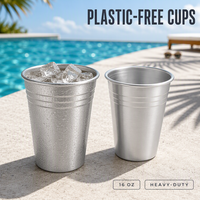Gobelets de fête robustes sans plastique, recyclables, pour boissons froides, pique-nique, camping, fête au bord de la piscine, vente en gros, gobelets en aluminium jetables de 16 oz