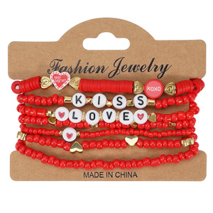 Bracciale di san valentino Love Soft ceramic Beaded bracciale regalo multistrato elastico per gioielleria all'ingrosso - Product Image 5