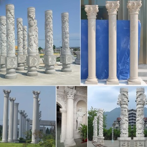 عمود رخامي حديث منحوت يدويًا بحجم مخصص للديكور الخارجي للمنزل - Product Image 3