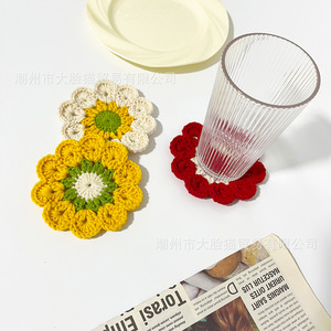 Posavasos florales hechos a mano, tapetes aislantes redondos de hilo para decoración de mesa - Product Image 3