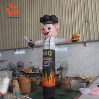 Sky Dancer publicitaire gonflable personnalisé en forme de cochon chef BBQ pour restaurant