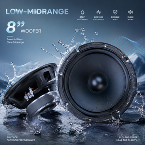 <span class=keywords><strong>Altavoces</strong></span> impermeables IP67 personalizados de 8 pulgadas de rango medio-bajo de 4 ohmios para estudio, altavoz Bluetooth para audio marino y automotriz en exteriores - Product Image 1