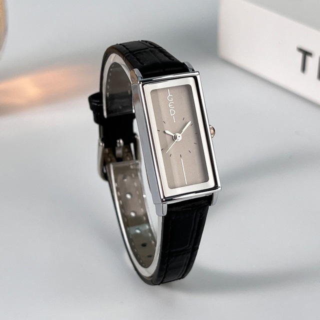 GEDI  13080 Watch for Women Leather Strap Rectangular Case Black Dial Quartz Timepiece Wholesale Retro Minimalist Watch
