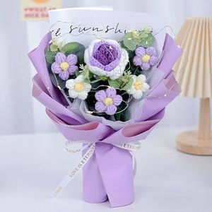 Ramo de Flores Tejidas a Mano con Luces LED, Flores de Ganchillo, Regalos <span class=keywords><strong>para</strong></span> el Día de San Valentín y el Día de la <span class=keywords><strong>Madre</strong></span>, Venta al Por Mayor - Product Image 3