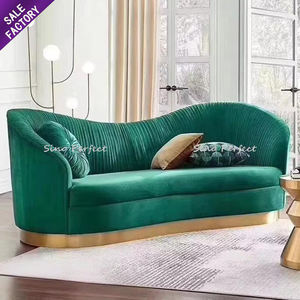 Meubles de mariage en vente chaude, décoration de la maison, canapé en acier inoxydable, ensemble de canapés vert pour la mariée et le marié, meubles pour les événements de fête, hôtel - Product Image 1