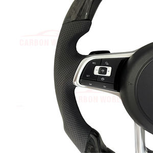 Volante de Fibra de Carbono para Volkswagen <span class=keywords><strong>Golf</strong></span> 7 7.5 MK7 GTI GTD GTE R Polo GTI Tiguan Passat 2013-2020 Volante de Carreras de Cuero - Product Image 5