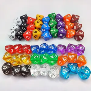 XCL Transparent Multicolor D10 Dice Set DND Dice Games Polyhedral Dice Set