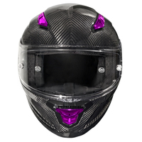 Casque en fibre de carbone 3K et violet, directement de l'usine - Certifié 3C et DOT, prêt à l'emploi, garantie de 12 mois