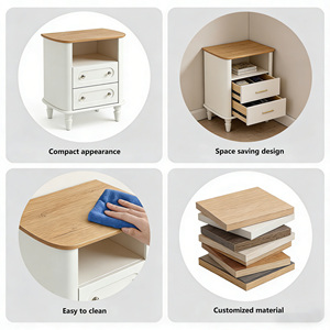 Mesa de Noche Moderna de Madera Blanca Personalizada con Luz LED, 2 Cajones y Estante Abierto, Mesa Auxiliar para Dormitorio con Almacenamiento - Product Image 4