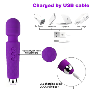 맞춤형 로고 실리콘 <span class=keywords><strong>AV</strong></span> 바이브레이터 20가지 모드 8단계 속도 여성용 USB 충전식 방수 클리토리스 G-스팟 마사지 성인용품 - Product Image 3