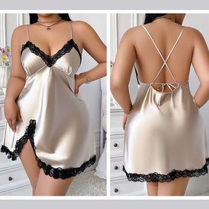 Europa Estados Unidos Mujeres Sexy Plus Size Camisón Pijamas Beautiful Back Ins Wind Ropa de dormir para 100,00 kg Fat Body - Product Image 5