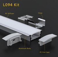Système de profilés en aluminium d'extrusion Support en aluminium encastré Diffuseur Montage Bande d'extrusion Lumière Profil LED Canal Noir