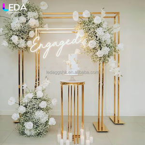LEDA Nouveauté Support de toile de fond en acier inoxydable doré avec arche florale en métal, style simple, pour décorations de mariage et de fête - Product Image 1