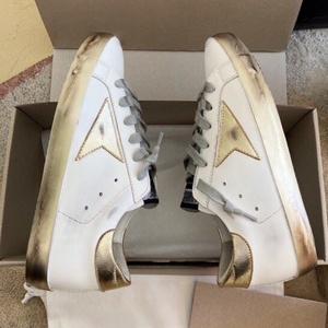 New Style Large Size 46 Designer Men's Genuine <b>Leather</b> Sports Shoes with Lace Golden Old Famous Star <b>Sneakers</b> for Women for Wint - Product Image 1