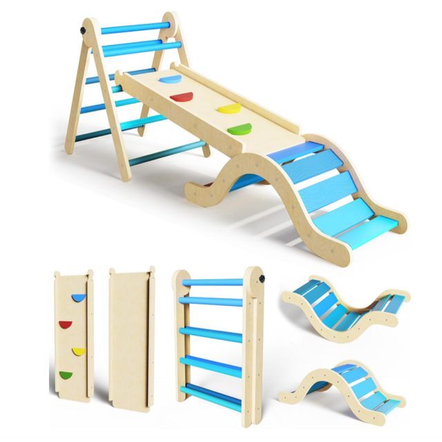 Triangle Set 7 in 1 Toddler Toy Indoor Montessori Climbing Set with Arch Ladder for 1-3 Years Jungle Gym for Kids