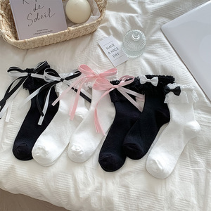 Yeni JK Japon Tarzı <span class=keywords><strong>Kawaii</strong></span> Çorap Bale Yay Şerit Ilmek Sevimli Uzun Çorap Kadın Lolita Tatlı Kızlar Siyah Beyaz Çorap - Product Image 1