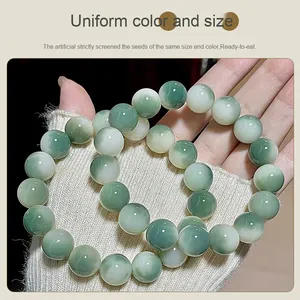 สร้อยข้อมือลูกปัดหินสีเขียวธรรมชาติสำหรับผู้ชายและผู้หญิง - Product Image 2