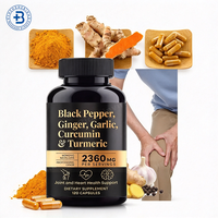 Complément alimentaire à base d'extrait de gingembre, d'ail, de poivre noir et de curcuma (curcumine) pour la santé des articulations et du système immunitaire, en capsules, vente directe usine OEM