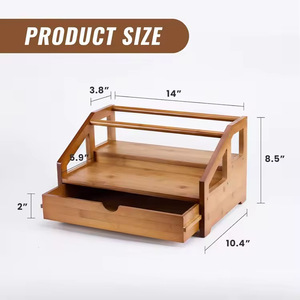 Bamboo Coffee And Wine <b>Rack</b> 3 Tier Desktop Organizer With Drawer For Kitchen <b>Drink</b> Storage - Product Image 3